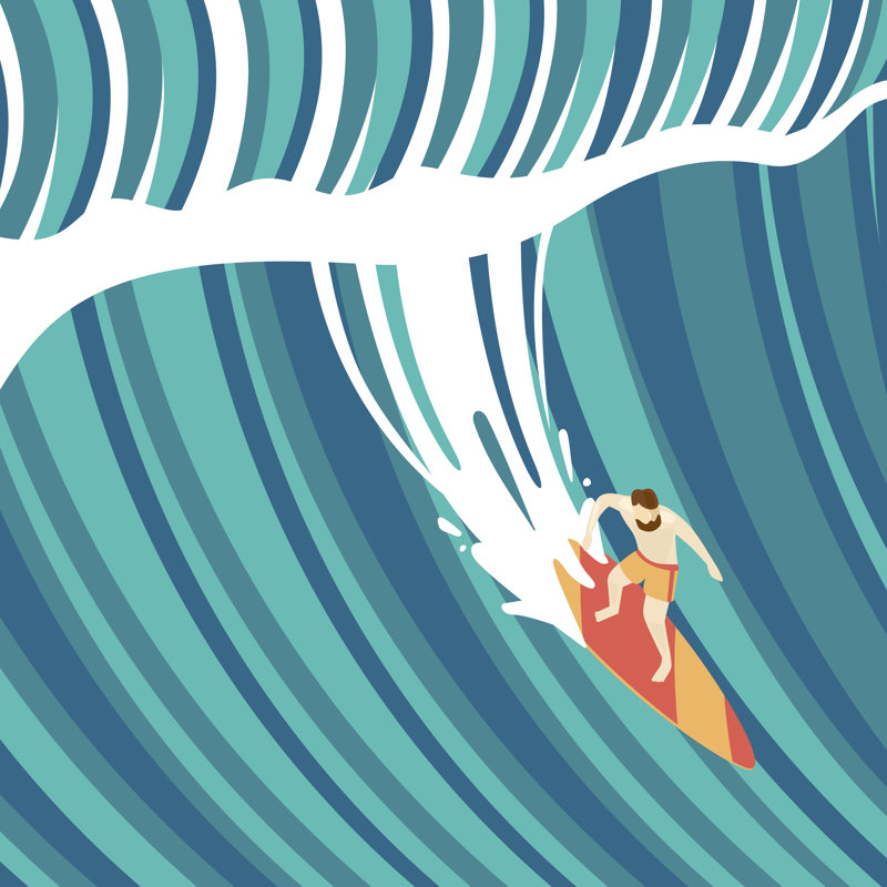 Big Wave - Impression sur toile, H 12 po x l 12 po