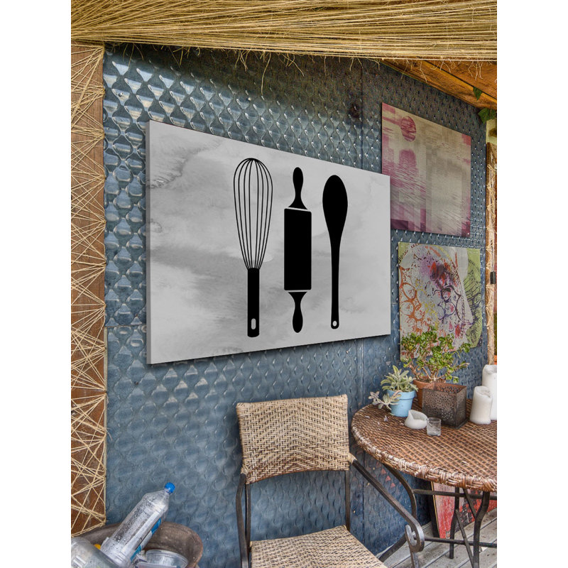 "ustensiles de cuisson" par diana alcala, reproduction d’art sur toile tendue, H 12 po x l 18 po x P 1,5 po