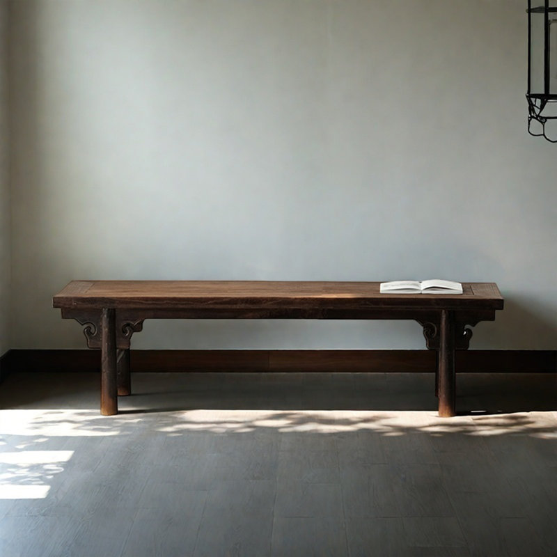 Solid wood bench like ancient stool stable, 19.69" H x 70.87" W x 19.69" D