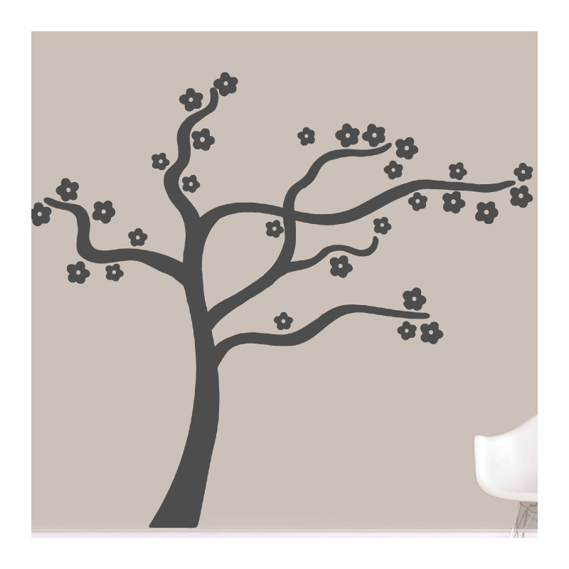 Décalcomanie murale arbre à fleurs gonflable, Gris foncé