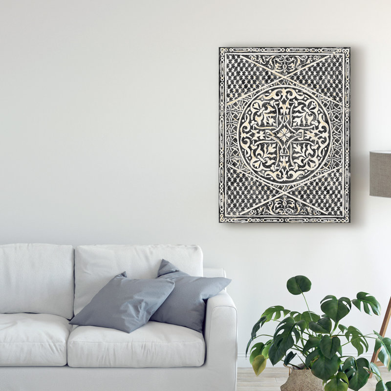 «Woodcut in Black I», reproduction d'impression sur toile tendue, H 47 po x l 35 po x P 2 po