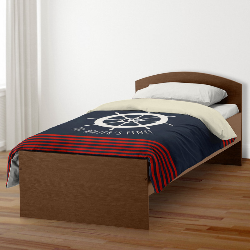 Housse de couette en microfibre bleu marine / blanc / rouge , Housse de couette pour lit simple