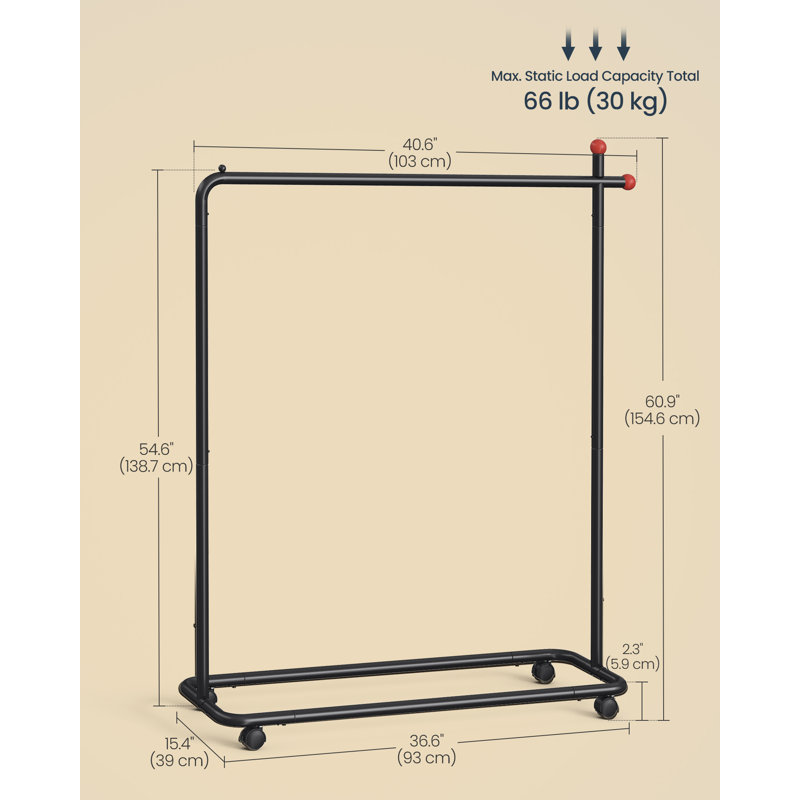 103cm Rolling Clothing Rack