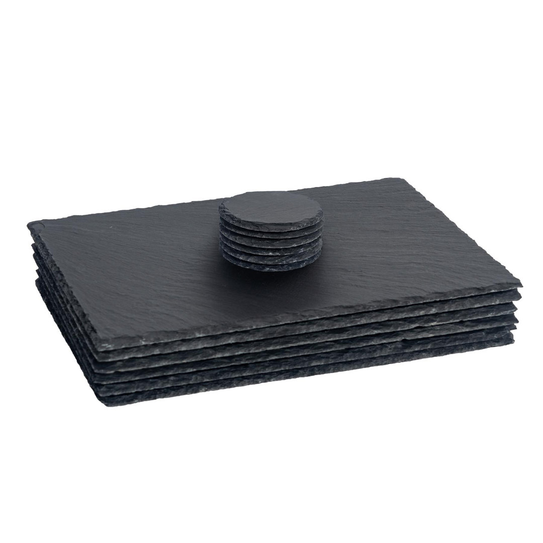Argon Tableware - Slate Placemats & Coasters - 40cm x 30cm - Grey