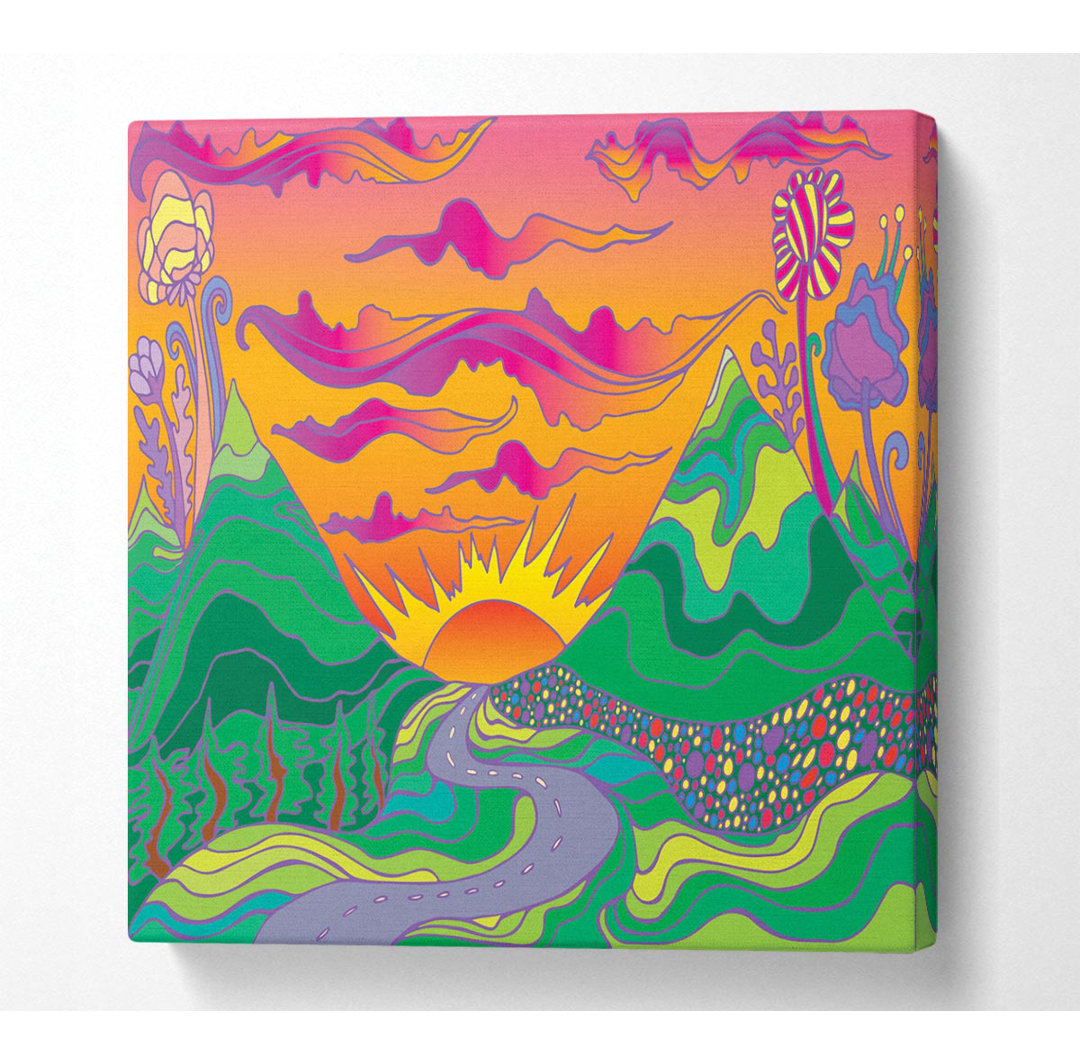 Psychedelische Landschaft - Kunstdrucke auf Segeltuch