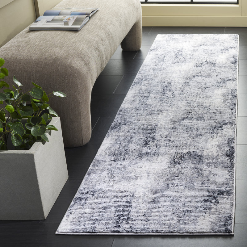 Tapis abstrait Slate Performance, Tapis de couloir 2 pi x 8 pi