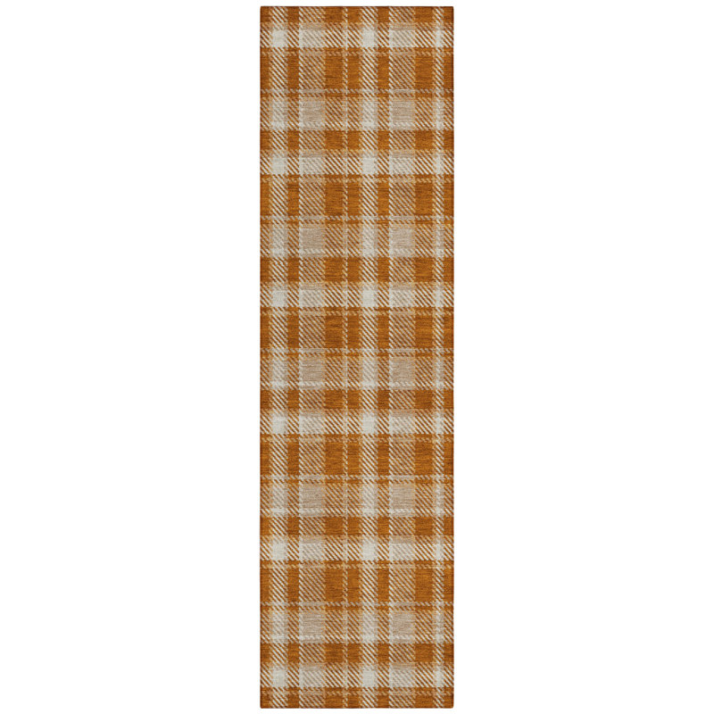 Washable Plaid Indoor / Outdoor Rug, Runner 2'3" x 7'6"