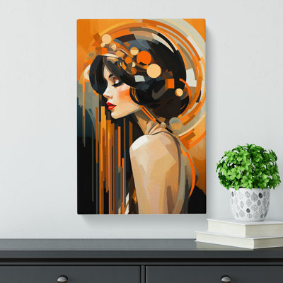 Art Deco Woman Gestural - Wrapped Canvas