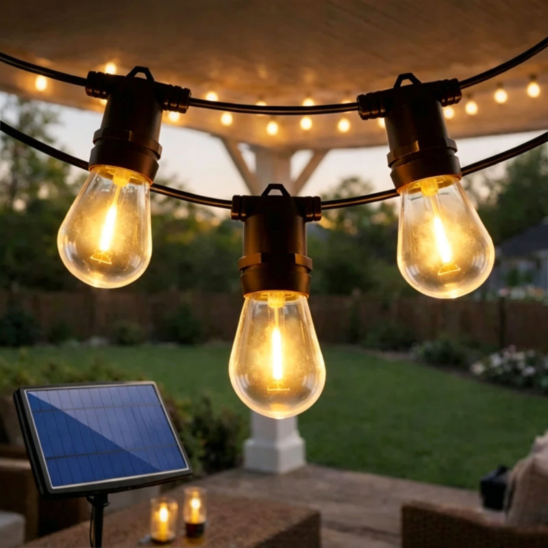 Guirlande de 49 lumières IP65 à énergie solaire avec télécommande 49 pi