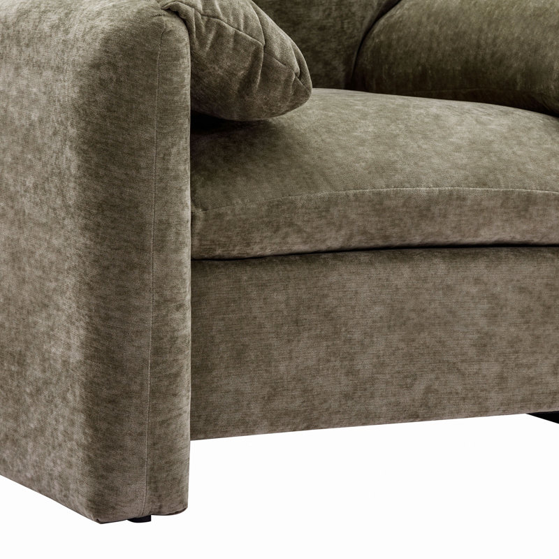 Fauteuil d'appoint surdimensionné en chenille de style moderne avec canapé-lit simple de 38,6 po de largeur pour salon, chambre à coucher