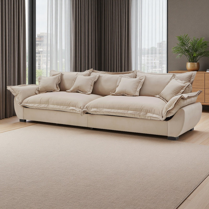 Canapé modulaire modulaire, canapé de style voile avec rangement, dossier amovible, canapé à assise profonde moderne avec coussins décoratifs