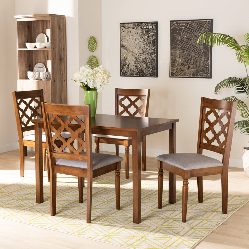 Ensemble repas pour 4 personnes Lockerbie, Brun, Brun/gris, 4 chaises incluses