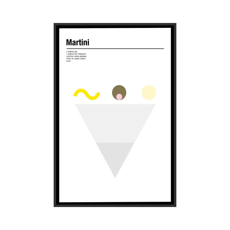 Martini 1 Piece Wall Art on Canvas, 66.04 cm H x 45.72 cm W, Black Framed