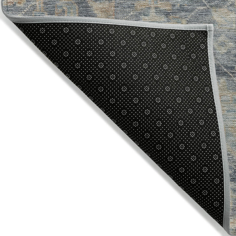 Tapis extérieur lavable damassé 3 pi x 5 pi bleu brun et beige