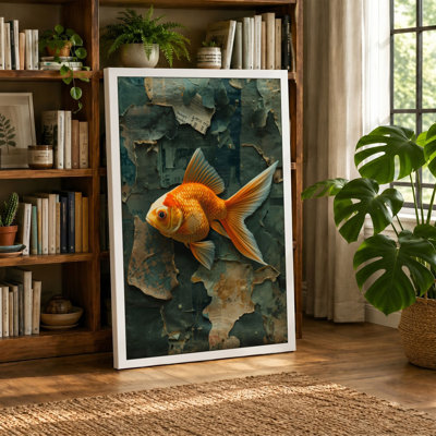 Solitary Goldfish Coastal - Wrapped Canvas