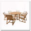Ensemble repas 7 pièces pour 6 personnes avec trou pour parasol (teck clair)