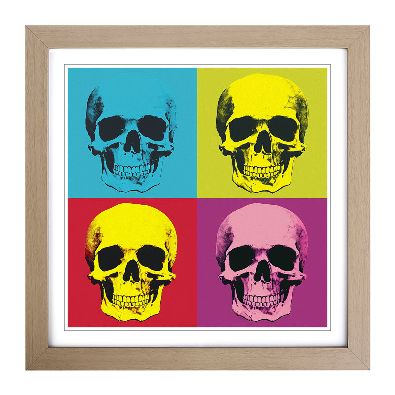 Skull Pop Art - Framed Print, Oak