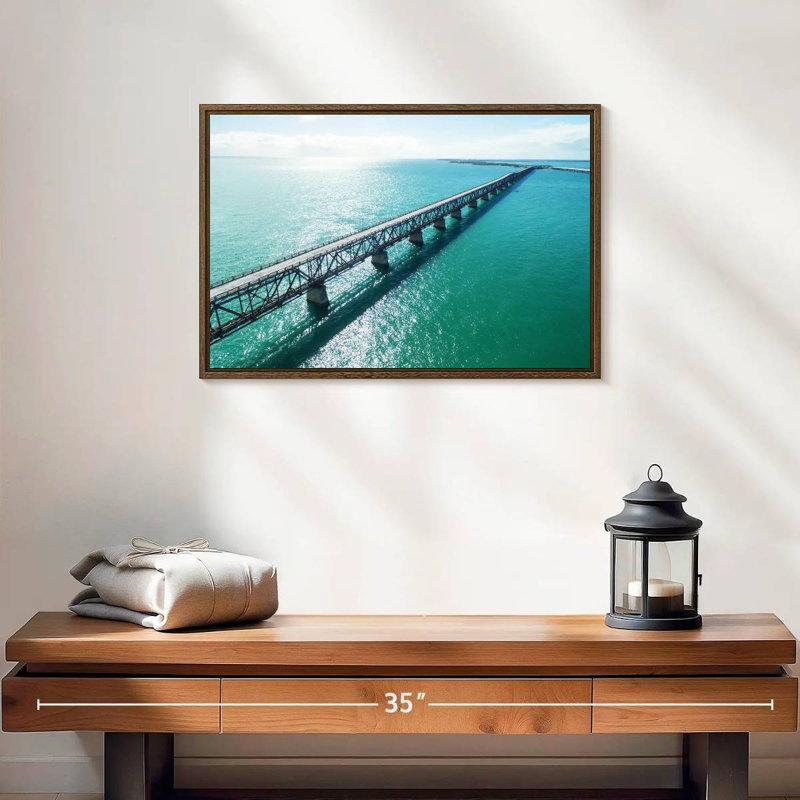 Pont des Florida Keys, 19 po x 13 po, Cadre flottant noyer