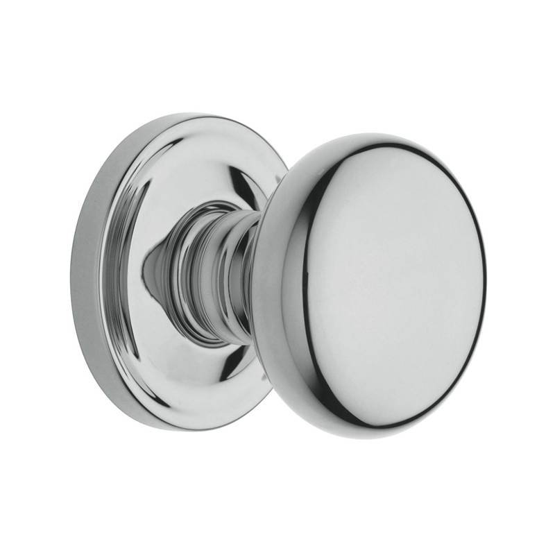 Estate Classic Single Dummy Door Knob with Round Rosette, Polished Chrome