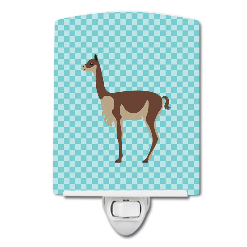 Vicugna or Vicuna Check Ceramic Night Light, Blue