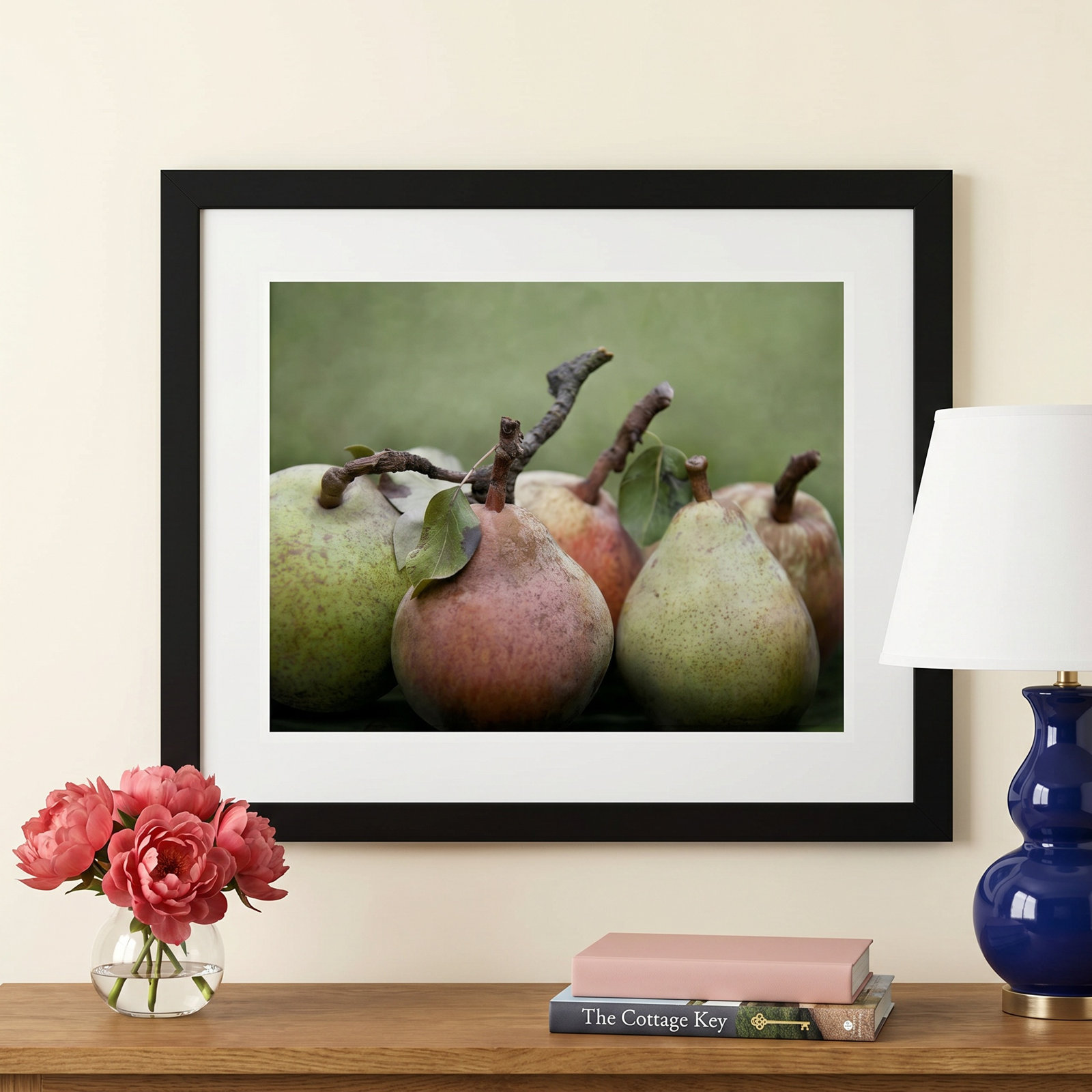 Comice Pears I by Rachel Perry, Black Framed, 14.56" H x 17.19" W x 0.875" D