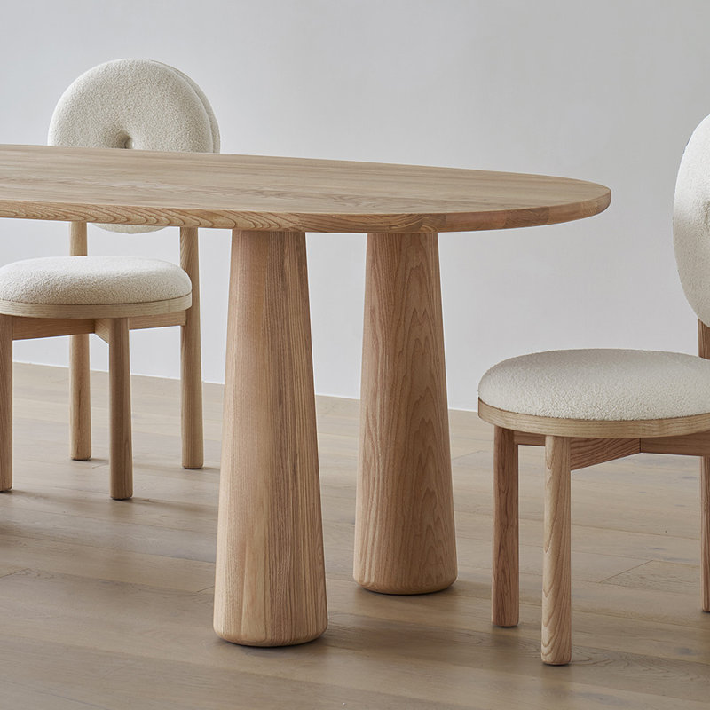 Oval Solid Wood Dining Table, 27.56" W x 55.12" L