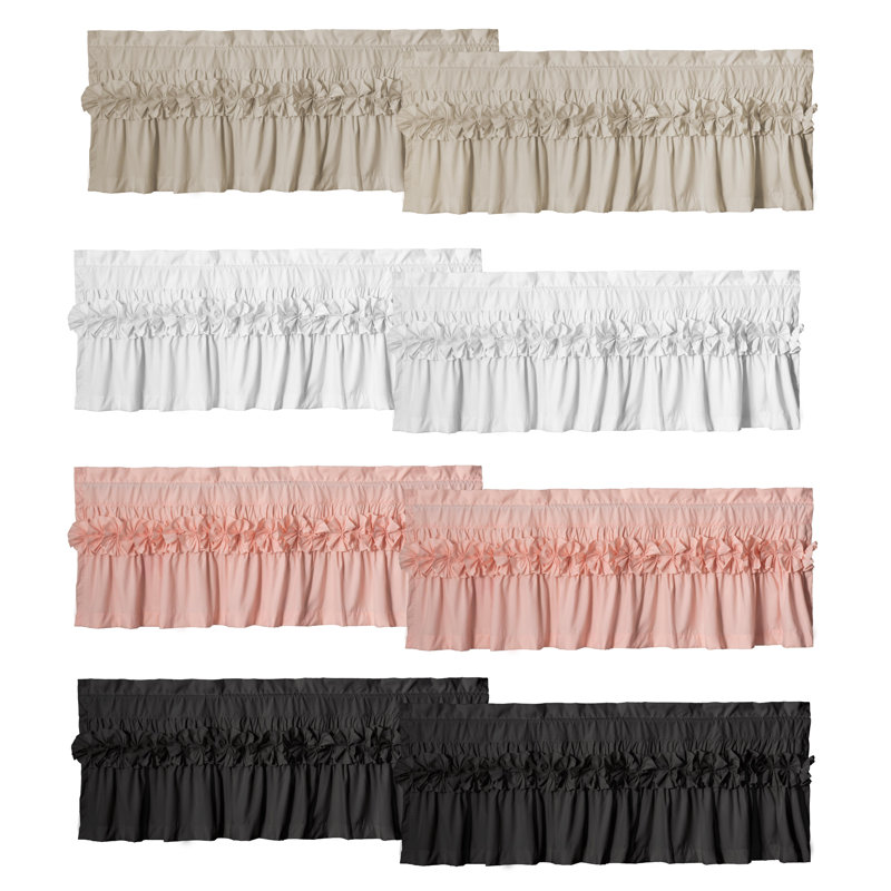 2 Pack Ruffle Window Valances – Handcrafted Bow Tie Blackout Curtain Valances For Windows/Bathroom/Living Room/Bedroom, Farmhouse Decorative Privacy Kitchen Valance, 52"X18"