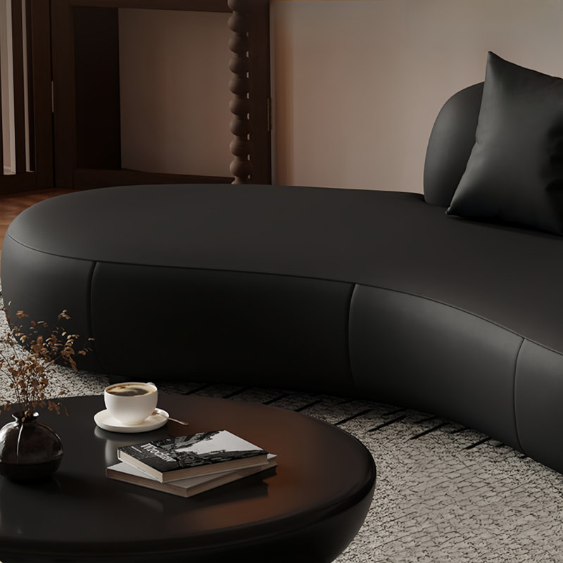 Canapé noir en bois massif, H 27,56 po x l 78,74 po x P 37,4 po