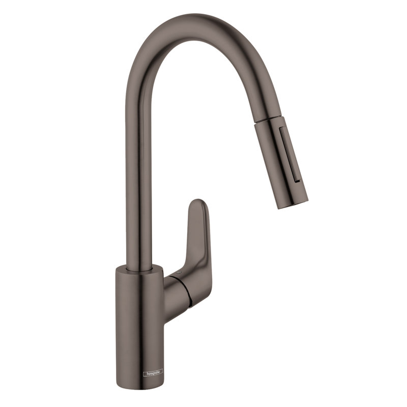 Focus Single Handle Kitchen Faucet, Brushed Black/Chrome