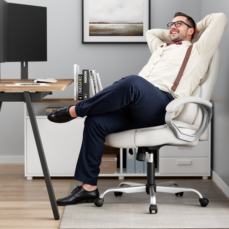 Carleen Executive Chair with Headrest, White