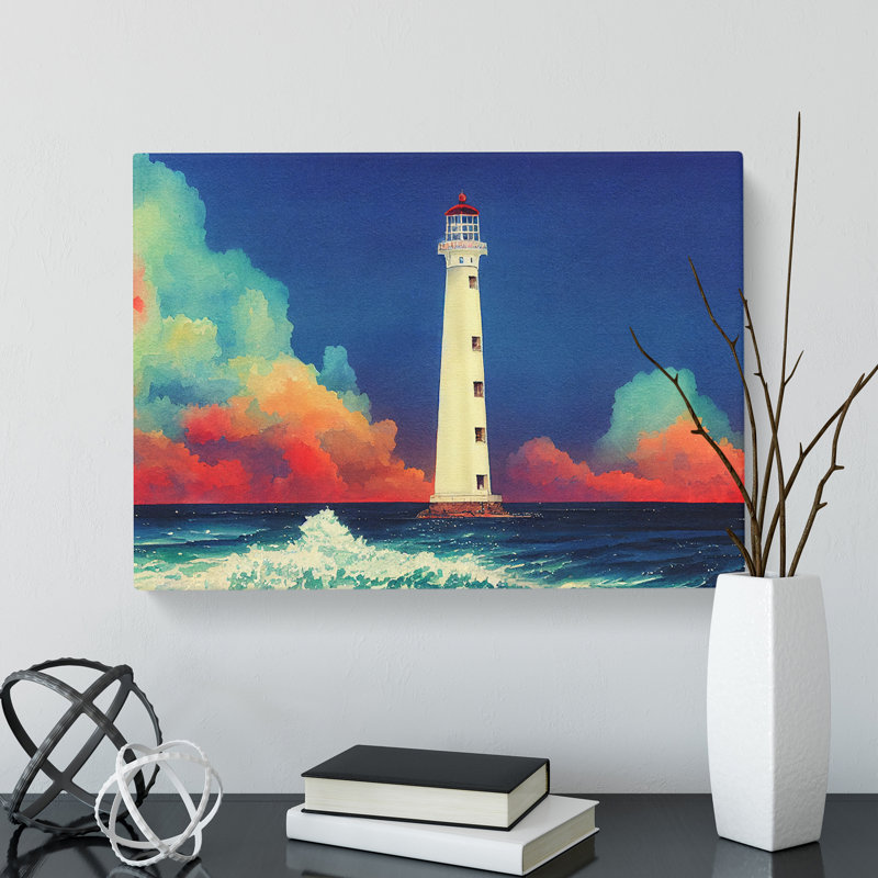 Lighthouse In Watercolour Vol.2 - Wrapped Canvas, 35cm H x 50cm W x 3cm D