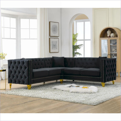 Canapé modulaire, canapé d'angle à 5 places en L 82,2 pouces pour salon, appartement, chambre à coucher, bureau | Velours | Standard