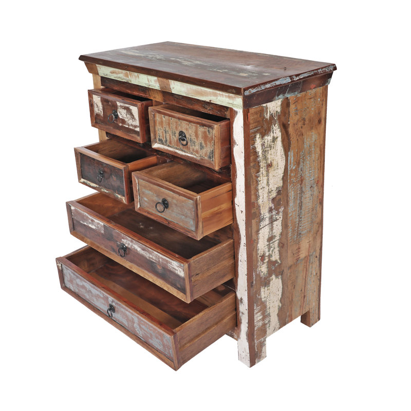 Camran 6 Drawers Antique Solid Wood Cabinet