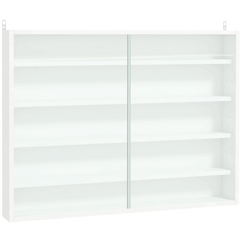 5-Tier Display Cabinet, Glass Display Case With 2 Doors And Adjustable Shelves, Wall-Mounted, White