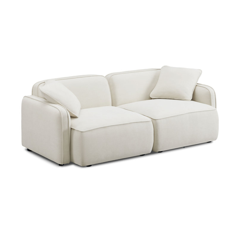Guildford Sand Upcycled Linen Modular Loveseat