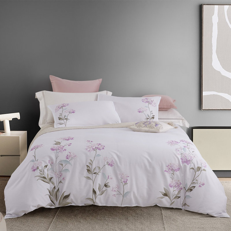 Bernadette Cotton Modern & Contemporary 3 Piece Duvet Cover Set, King Duvet Cover + 2 King Shams, Pink