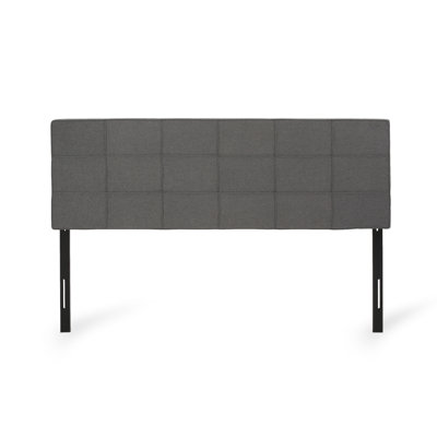 King Sized Headboard With Modern Design And Black Color Bed Tufting Piped Edges In Fabric