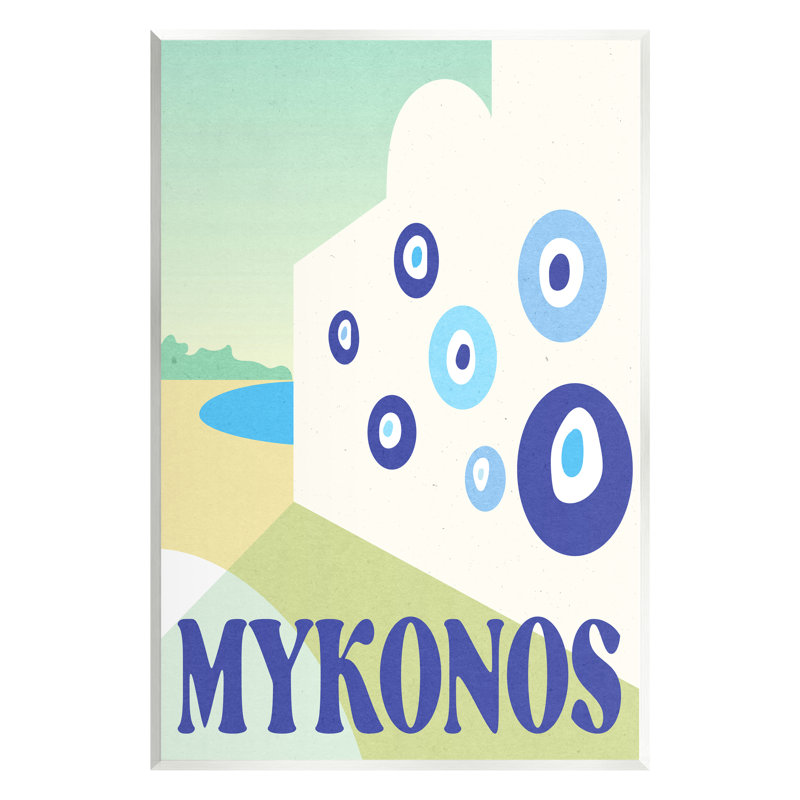 Modern Mykonos Greece Graphic Art Print on MDF Wood