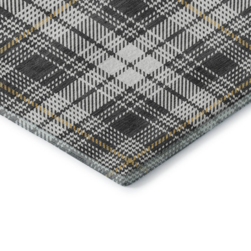 Premium Machine Washable Natoma AMF993 Plaid Rug, Rectangle 1'8" x 2'6"