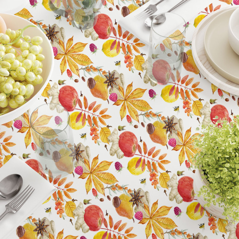 Fall Time Fruits & Leaves Cotton Rectangles Floral, 84" x 60"