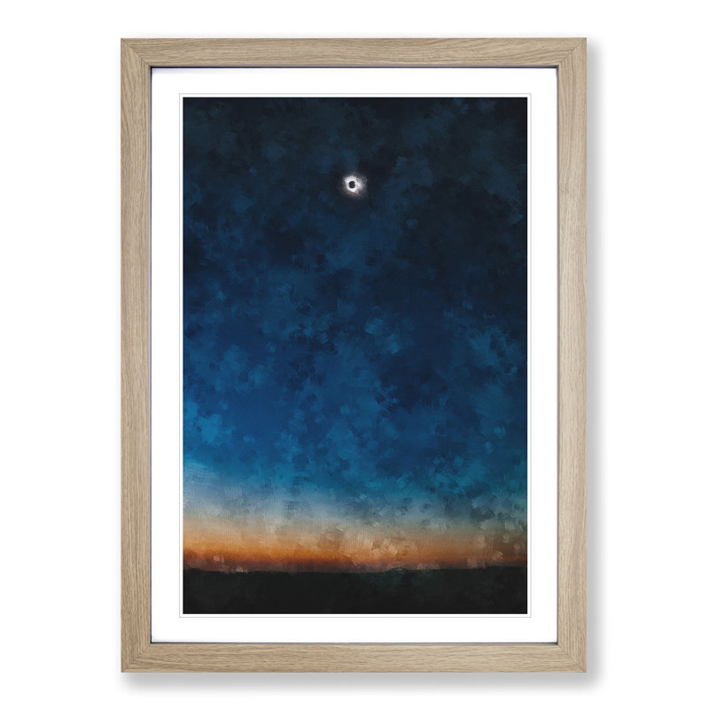 Total Eclipse Of The Sun - Single Picture Frame Painting on MDF, Oak Framed, 63cm H x 45cm W x 2cm D