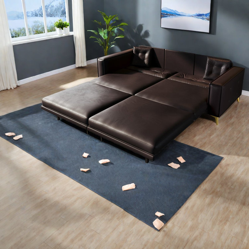 In 1 Sleeper Sofas Faux Leather Modern Sofa Bed For Home Living Room