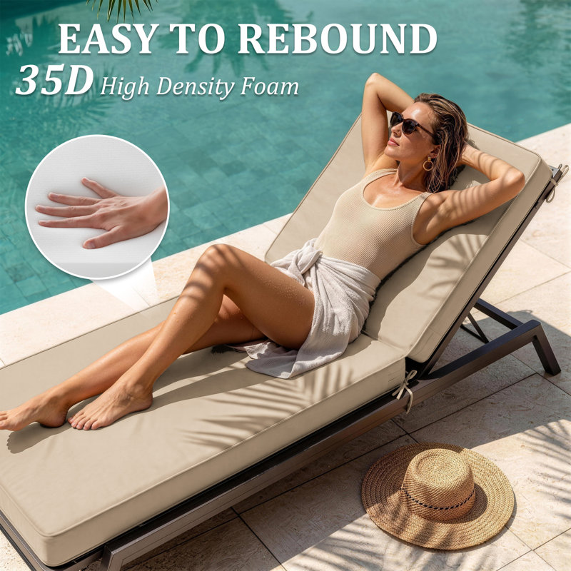 Outdoor 4'' Chaise Lounge Cushions Lounge Chair Cushions 26" W X 80" L, Sand
