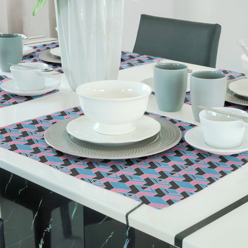 Napperon classique en coton 18 po Skyscraper, Sarcelle / rose / noir, polyester