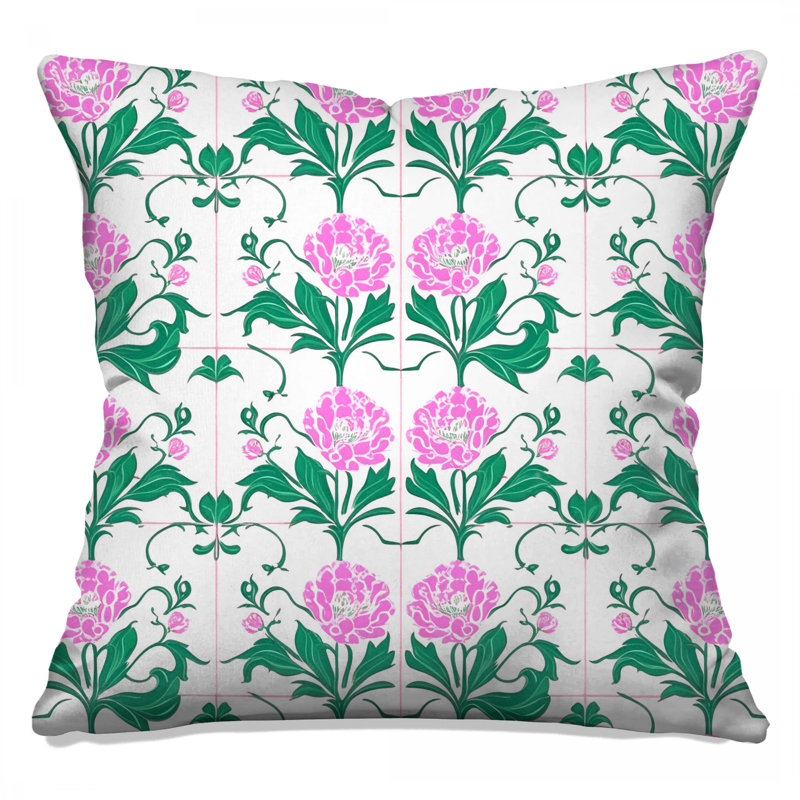 Coussins floraux roses à double face, 26 x 26 pouces