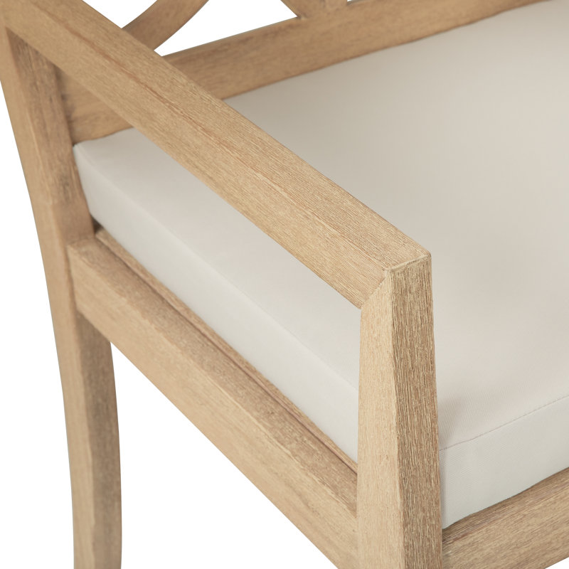 Patio Dining Armchair with Cushion, Cream Cushion/Tan Frame