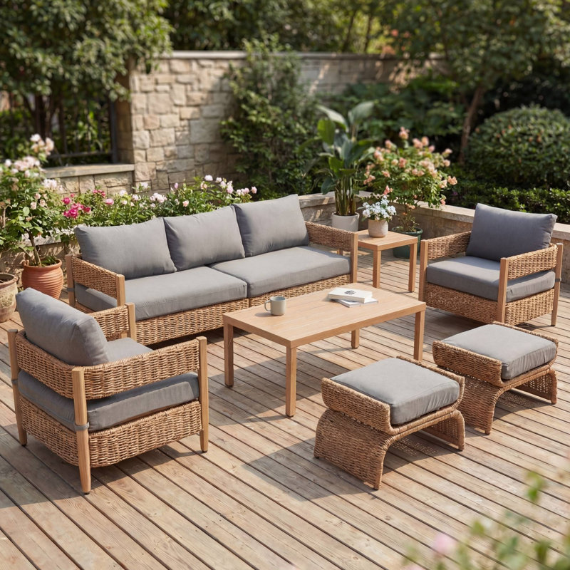 7 Pieces Outdoor Patio Conversation Set, Gray