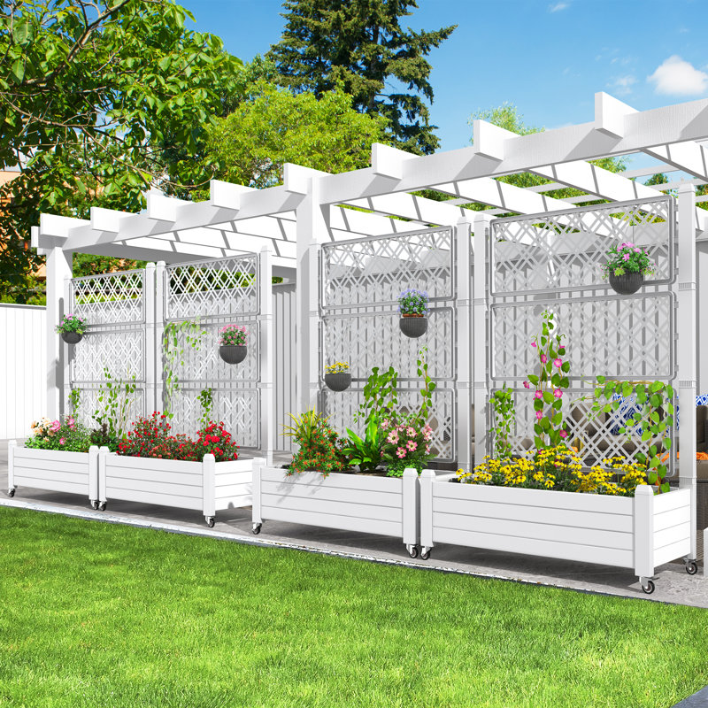 Lit de jardin surélevé en résine l 43,3 po x H 61 po Alajandro, Blanc cassé / blanc