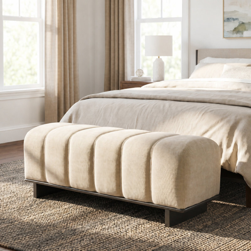 Banc de salle à manger rembourré en chenille moderne avec structure en bois robuste pour une assise intérieure confortable et polyvalente