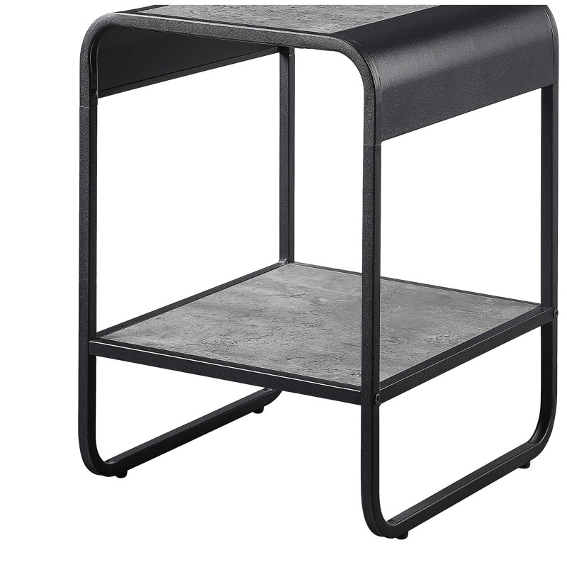 Concrete gray and black 1-layer side table